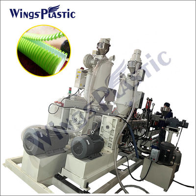 Plastik PE Dual Wall Corrugated Drainage Pipe Extruder Machine 6-8m/Min