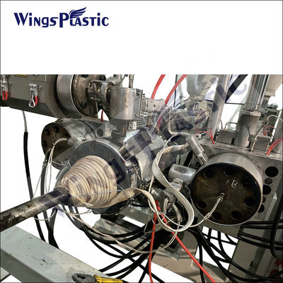 Plastik PE Dual Wall Corrugated Drainage Pipe Extruder Machine 6-8m/Min